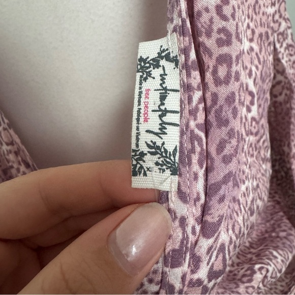 Free People Siren Blouson Bodysuit Pink Leopard Print Boho Wrap V-Neck NWT - Picture 10 of 10